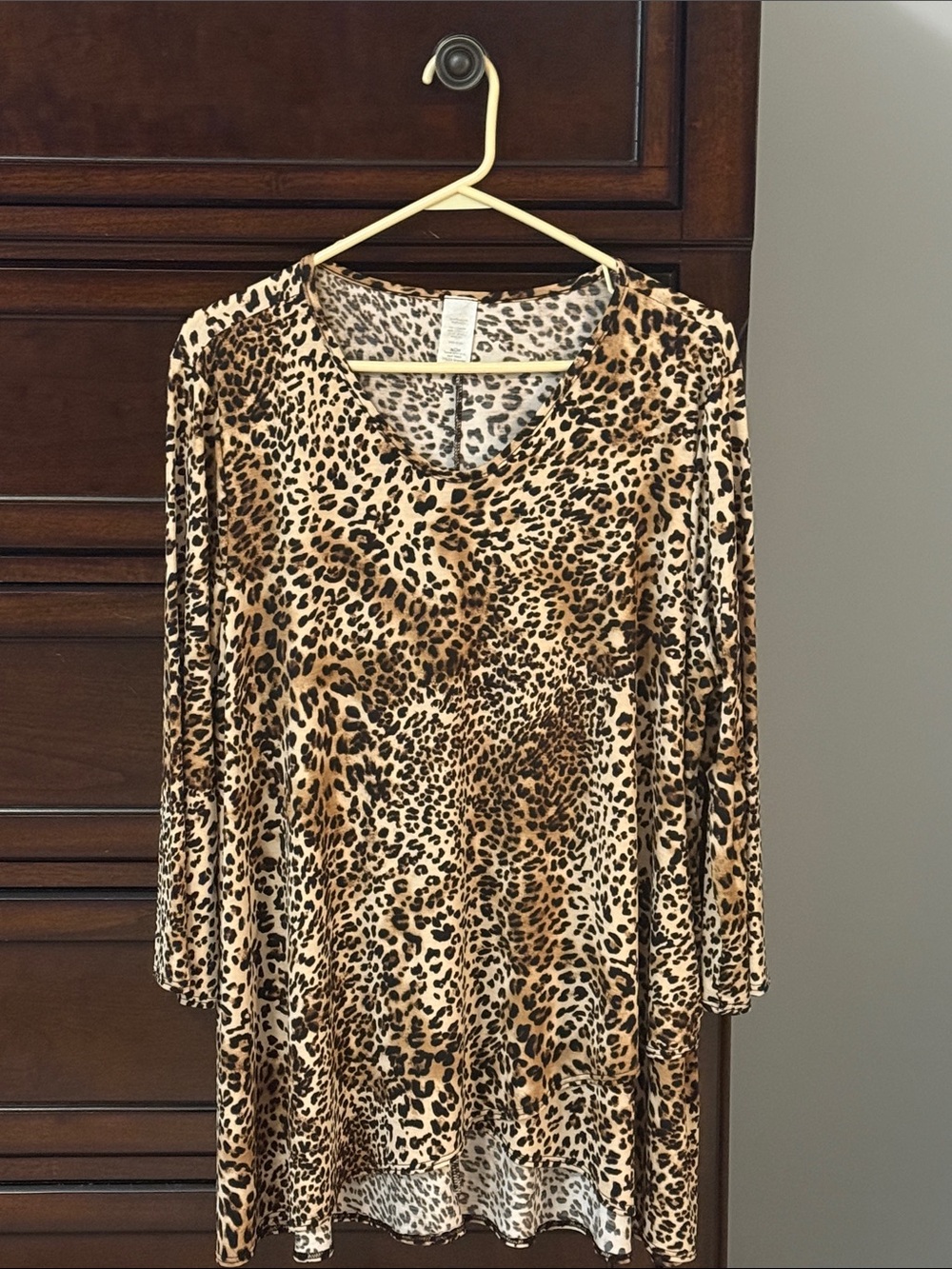 Leopard Print Women's V-Neck Tunic Top